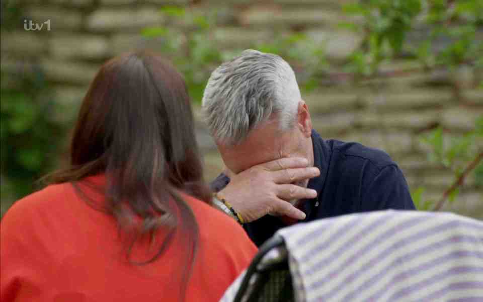 Roger breaks down as he tells his TV date Caroline about his late wife Joanne, leaving her in tears too