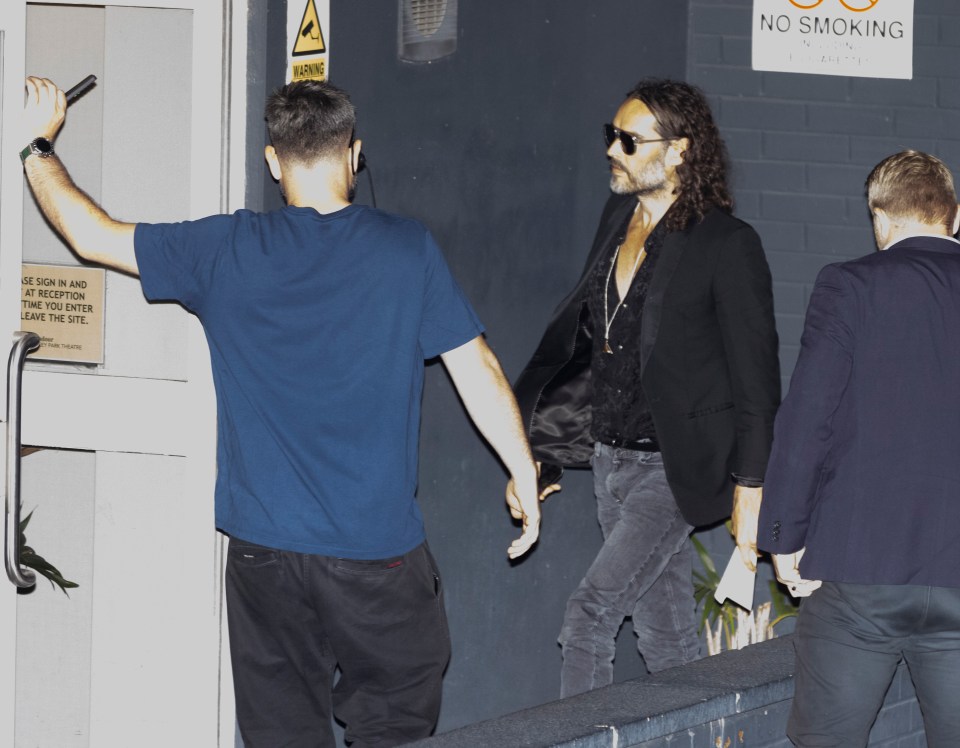 Russell Brand arriving at the Wembley Park Theatre