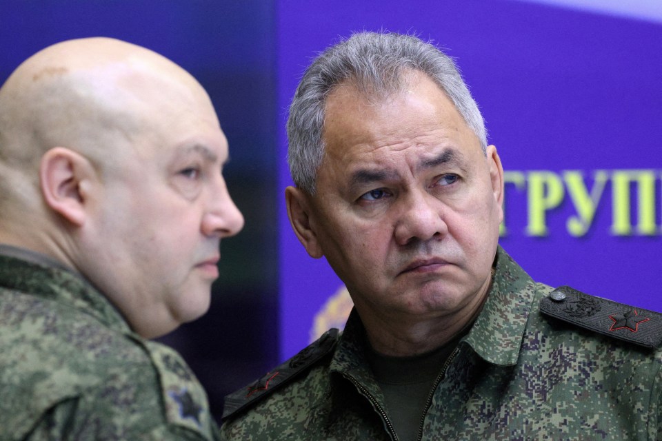 Russian Defence Minister Sergei Shoigu (right) alongside General Sergei Surovikin, commander of Russian forces in Ukraine