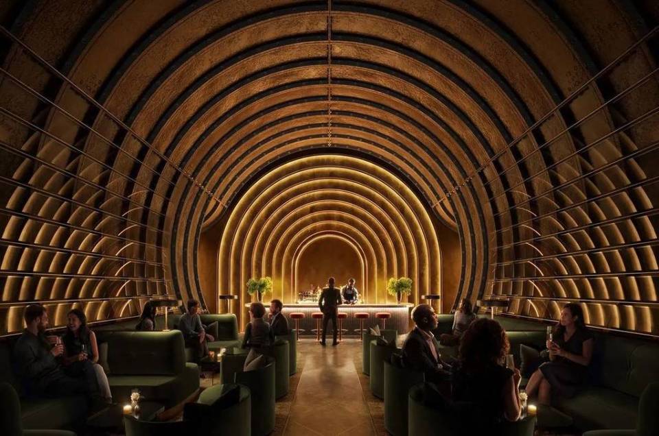 An artist's rendition of bar inside the tunnel facility