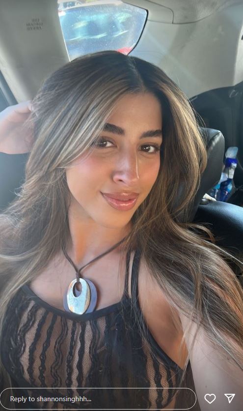 Shannon Singh flashed her figure in a see-through vest top as she posed for a sexy Instagram snap