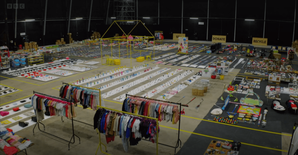 The family's belongings covered the 15,000 square foot warehouse