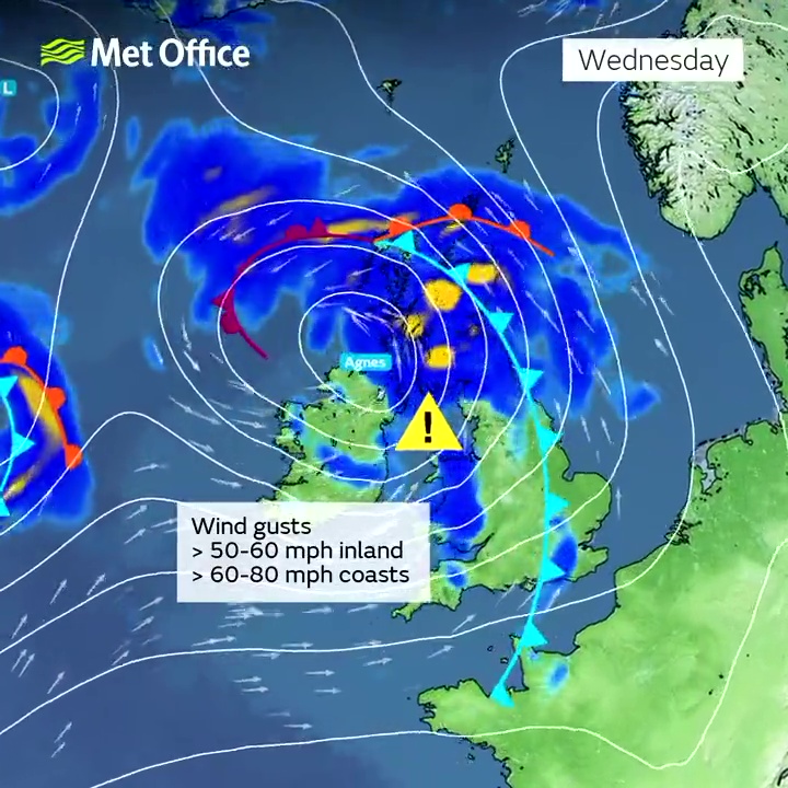 The Met Office yesterday issued severe weather alerts