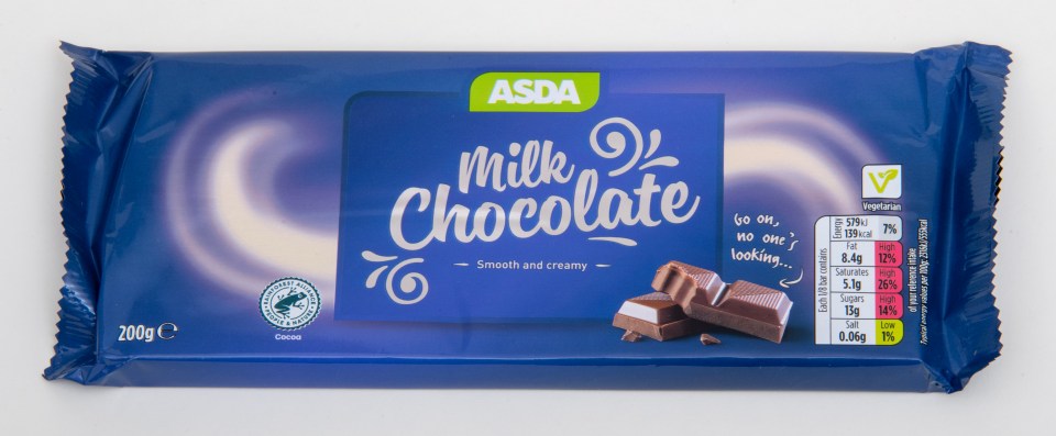 Asda's chocolate bar is a good size