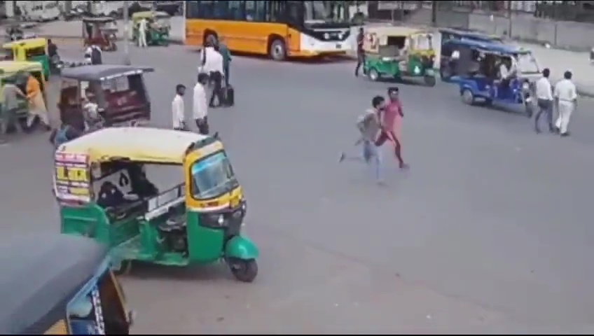 Two of the three were seen sprinting together down the Jhansi street