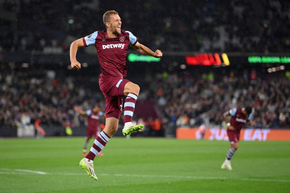 Tomas Soucek also netted as West Ham came from behind to beat Backa Topoloa 3-1