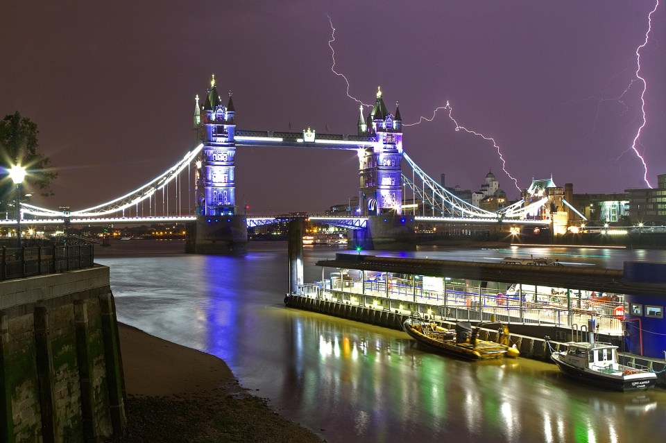 A stormy night over Tower Bridge, London