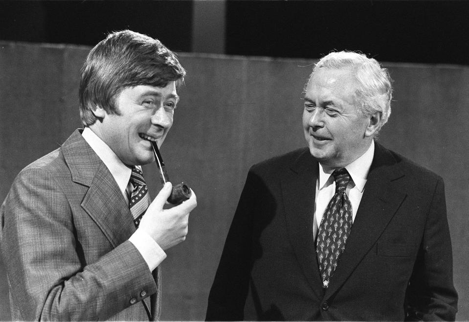 Yarwood with Harold Wilson, whom he often impersonated