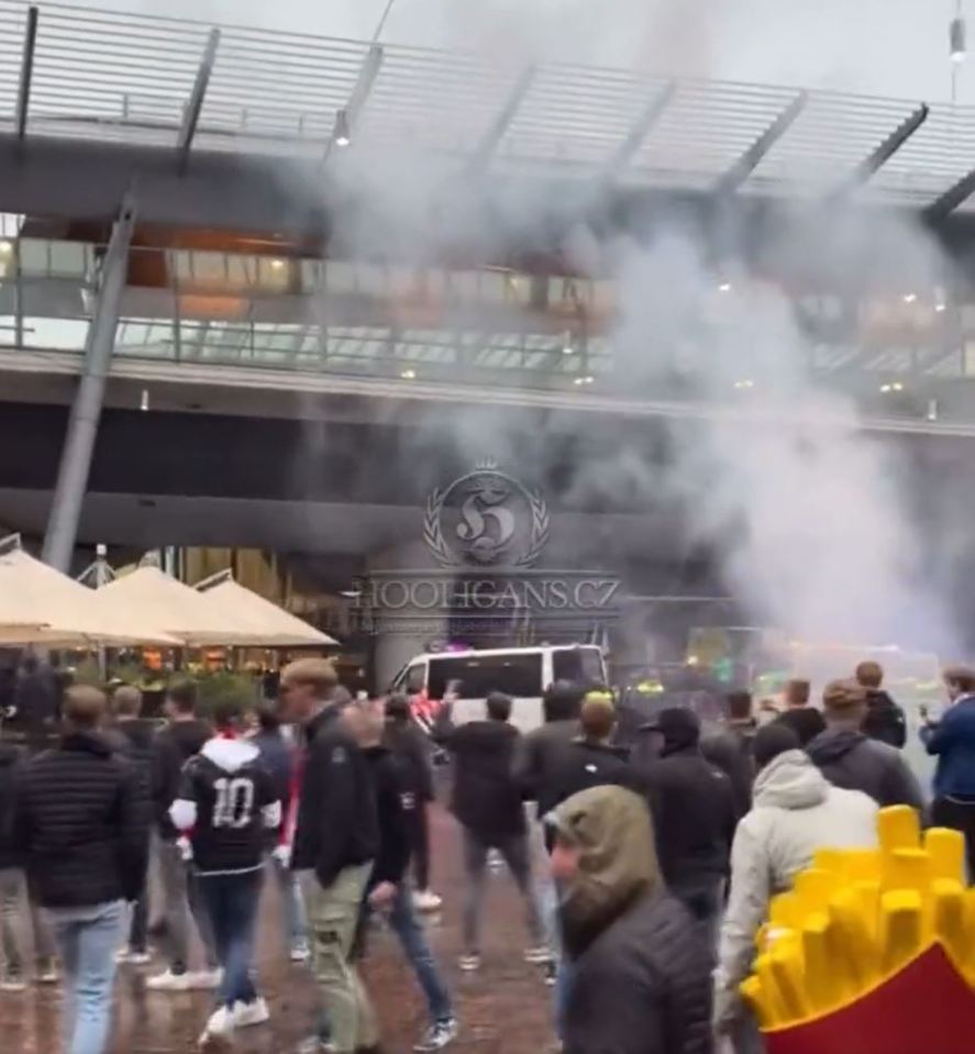 Ajax and Marseille fans clashed ahead of their Europa League match