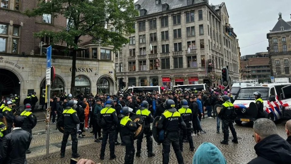 Riot police were deployed to separate the two sets of fans