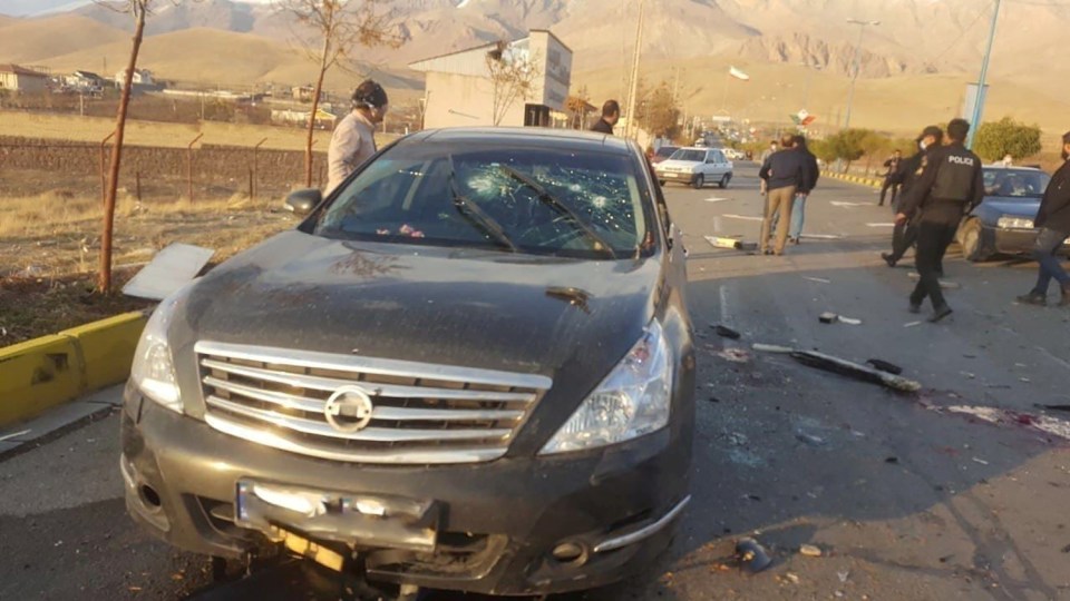 The scene of the attack that killed Iranian scientist Mohsen Fakhrizadeh