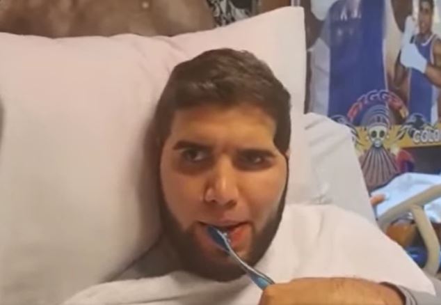 His mother also shared an encouraging video of him brushing his own teeth