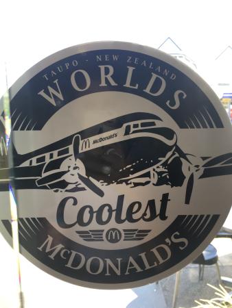 In the photo spot is a sign deeming it the 'World's Coolest McDonald's'