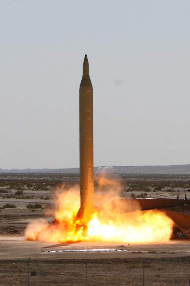 An Iranian long range missile Shahab-3 blasts off at an unknown location in Iran