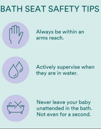 Nikki shared bath seat safety tips, including always being in reach of your baby