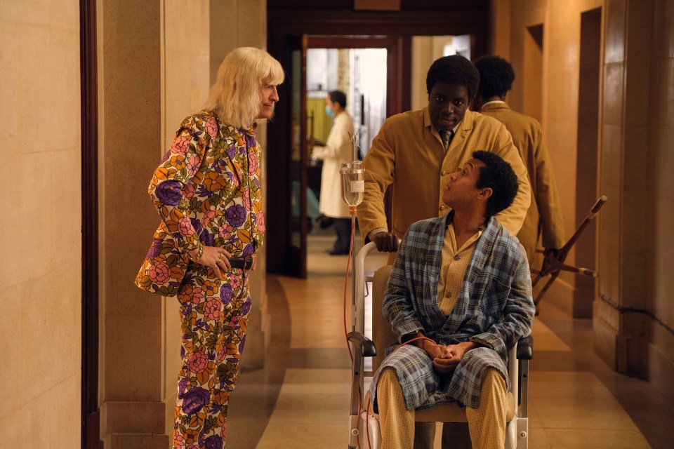 Coogan, as Savile, talks to a patient at Stoke Mandeville in the drama