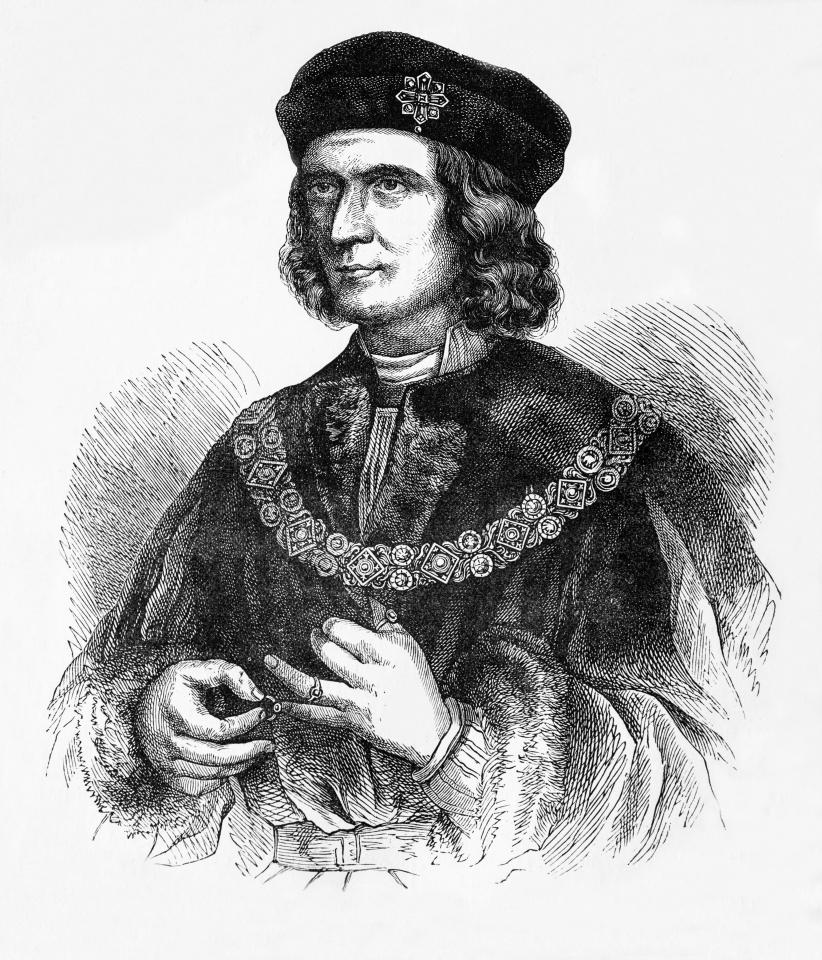 The hunchbank King Richard III died in 1485 at the Battle of Bosworth