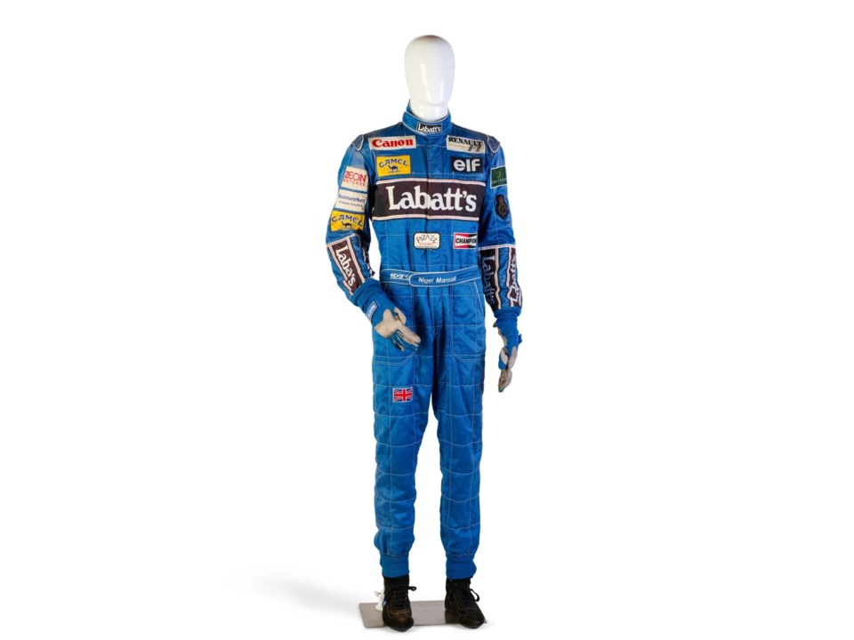 A race suit, boots and gloves from 1992 sold for £21,600