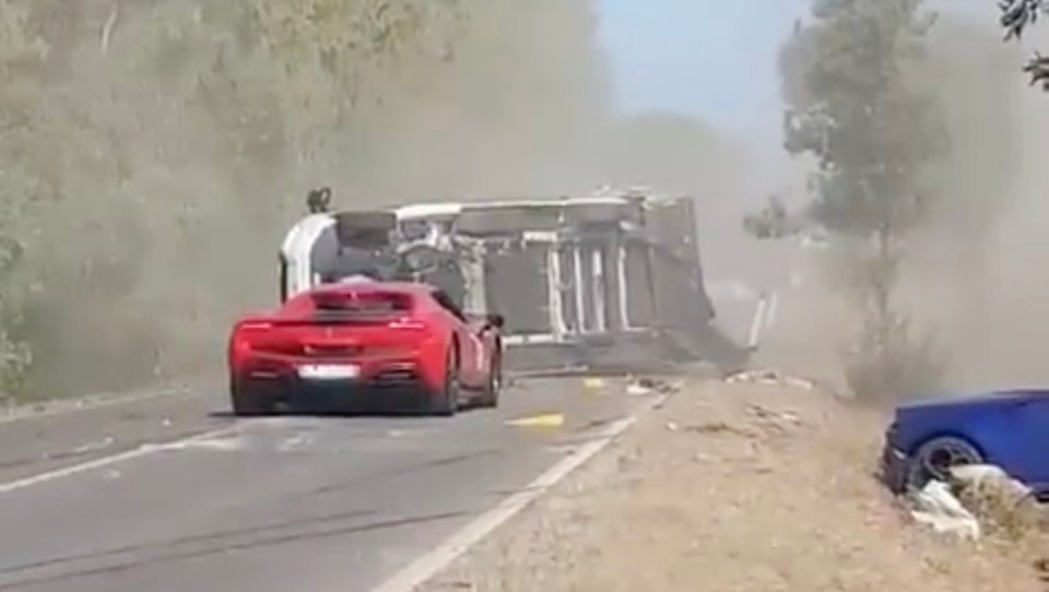 Two died in the accident as they burnt to death, trapped in the Ferrari