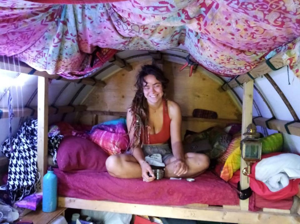 Holly Berry in her tiny off-grid home