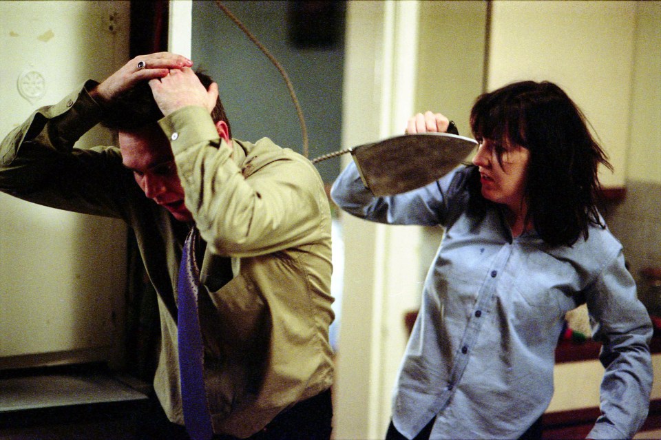 The scene was an epic call back to Freddie's mum Little Mo hitting abusive husband Trevor Morgan with an iron in 2001