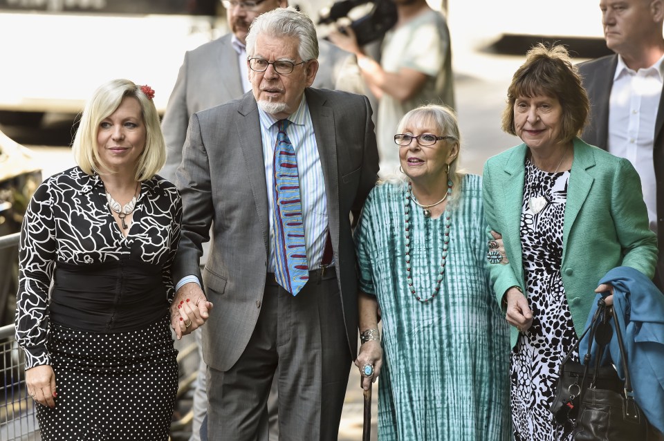 The TV star outside court alongside daughter Bindi (left), wife Alwen (second right) and niece Jenny Harris