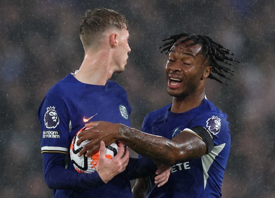 Raheem Sterling tried to take the ball off Cole Palmer before the penalty