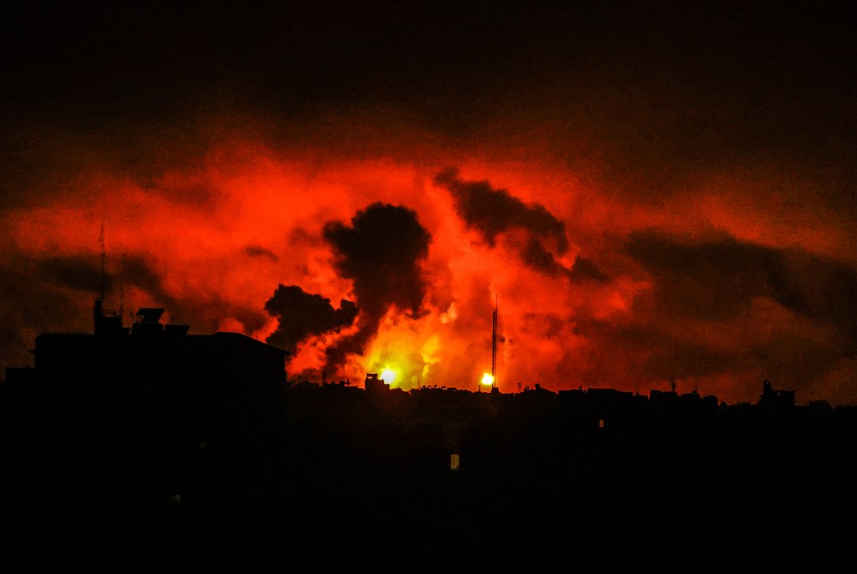 Smoke rises from the Palestinian enclave as it endures the massive bombardment