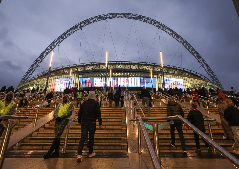 Fans arrive at Wembley for Friday's international friendly with Australia, but the landmark arch remains dark after calls to show support for Israel were refused