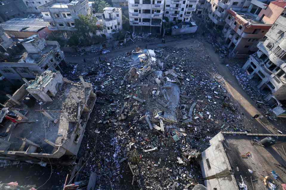 The aftermath of an Israeli airstrike in the Rafah refugee camp in the south of the Gaza Strip