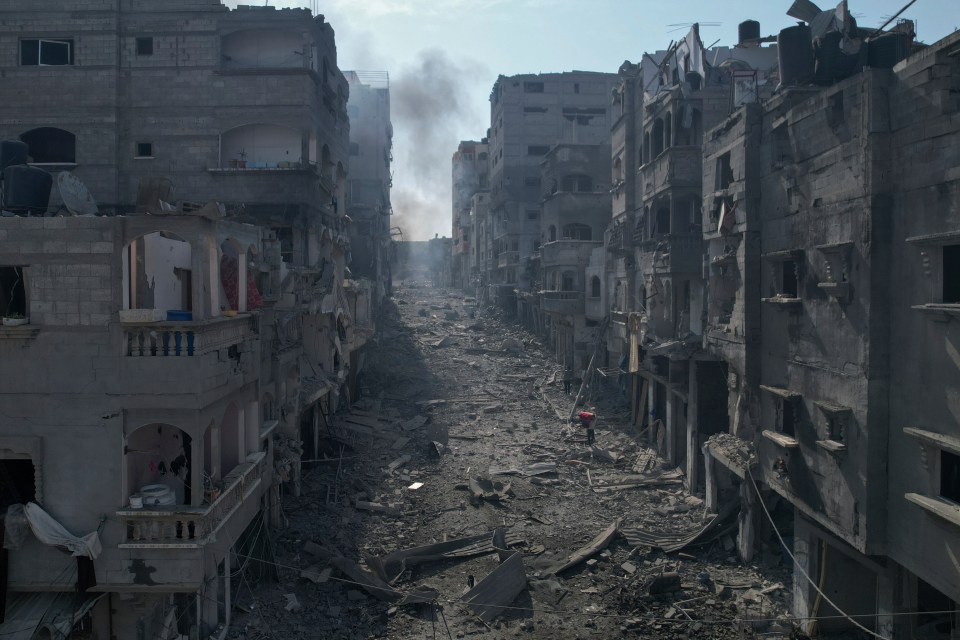 A view of the rubble of buildings hit by an Israeli airstrike in Gaza