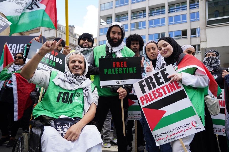 Many waved flags and held up signs supporting Palestine