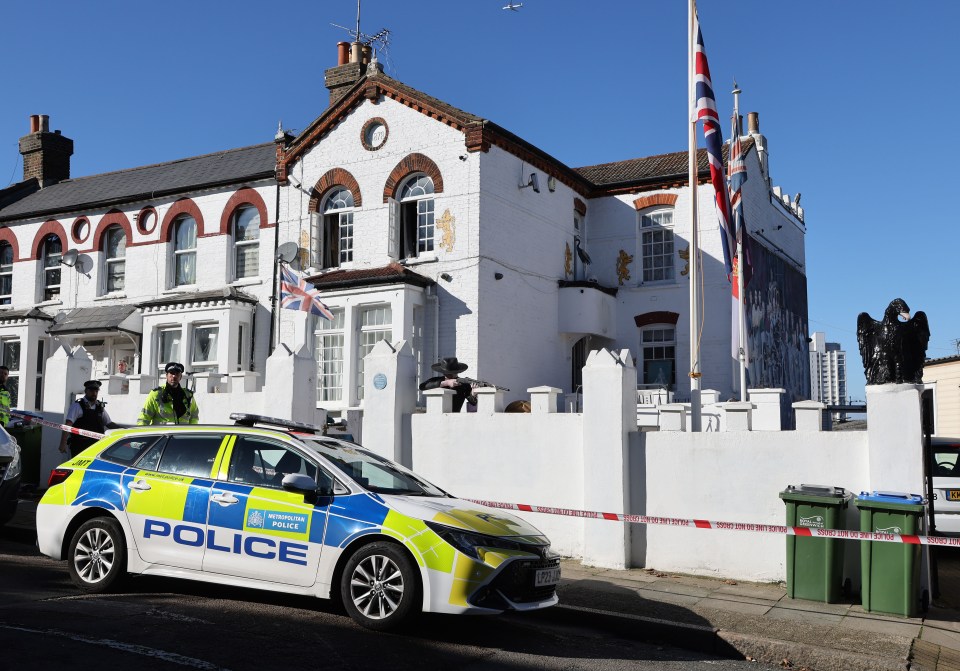 Police outside Dave's Plumstead home on Sunday