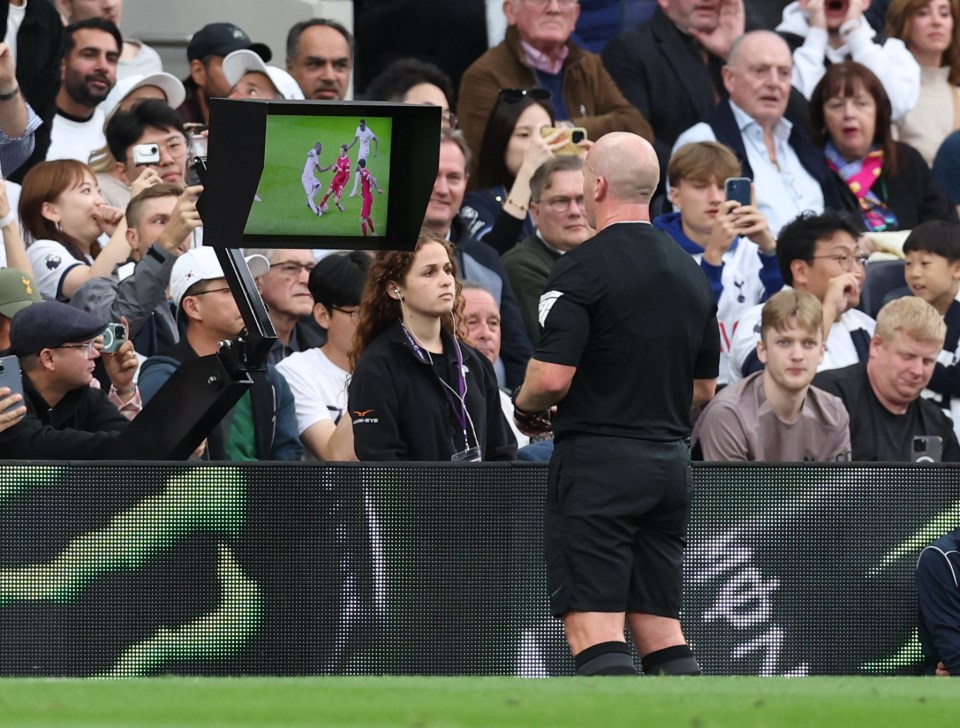 Referee Simon Hooper was sent to the monitor to review the challenge