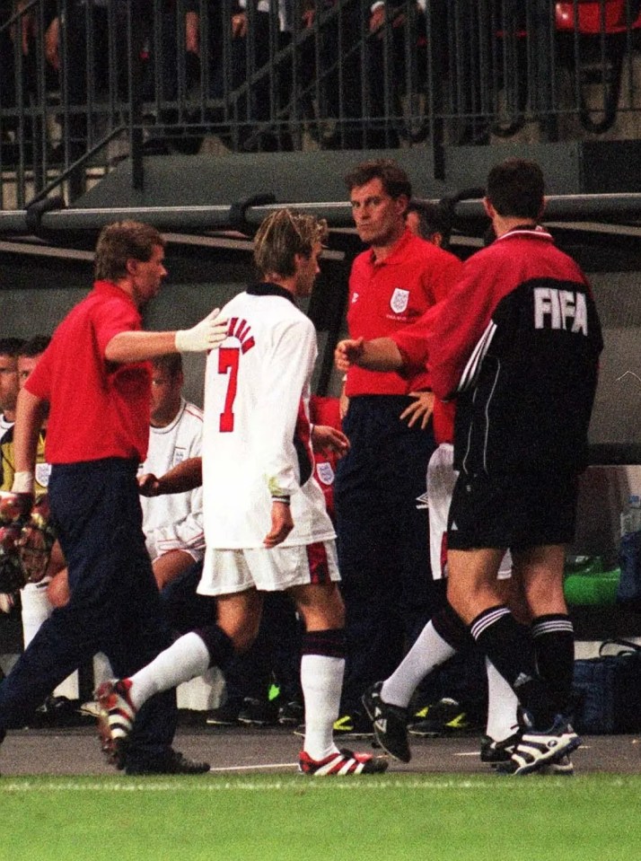 Hoddle criticised Beckham after the midfielder was sent off during the 1998 World Cup