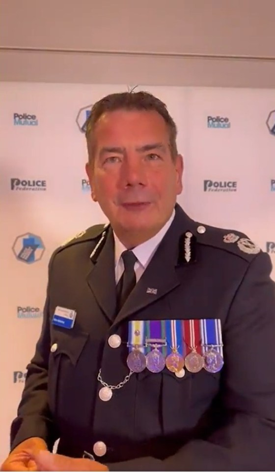 Chief Constable Nick Adderley was repeatedly pictured sporting the South Atlantic Medal