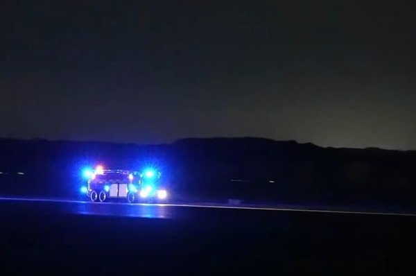 Blue lights were seen racing to the plane