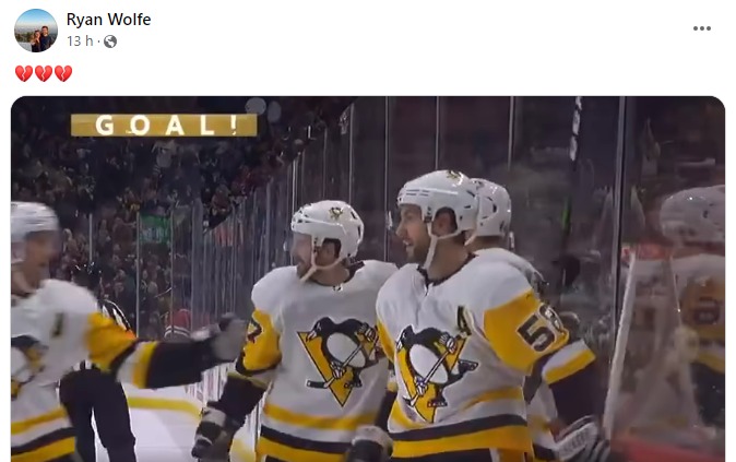 Ryan Wolfe shared a video of her partner's first NHL goal