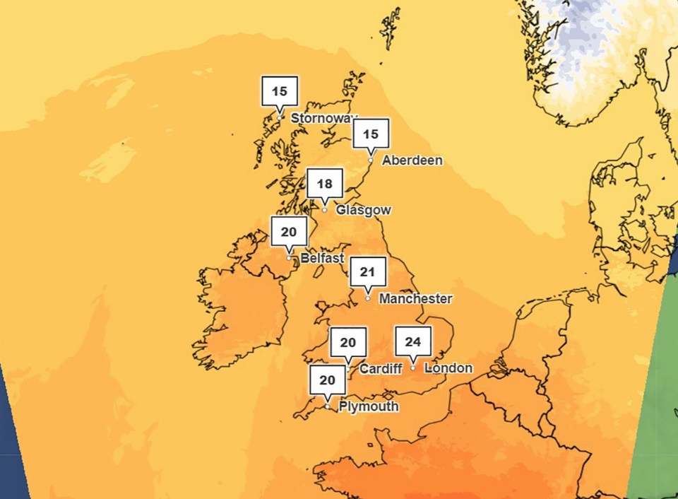 Unseasonably warm air will start moving in from the south at the weekend