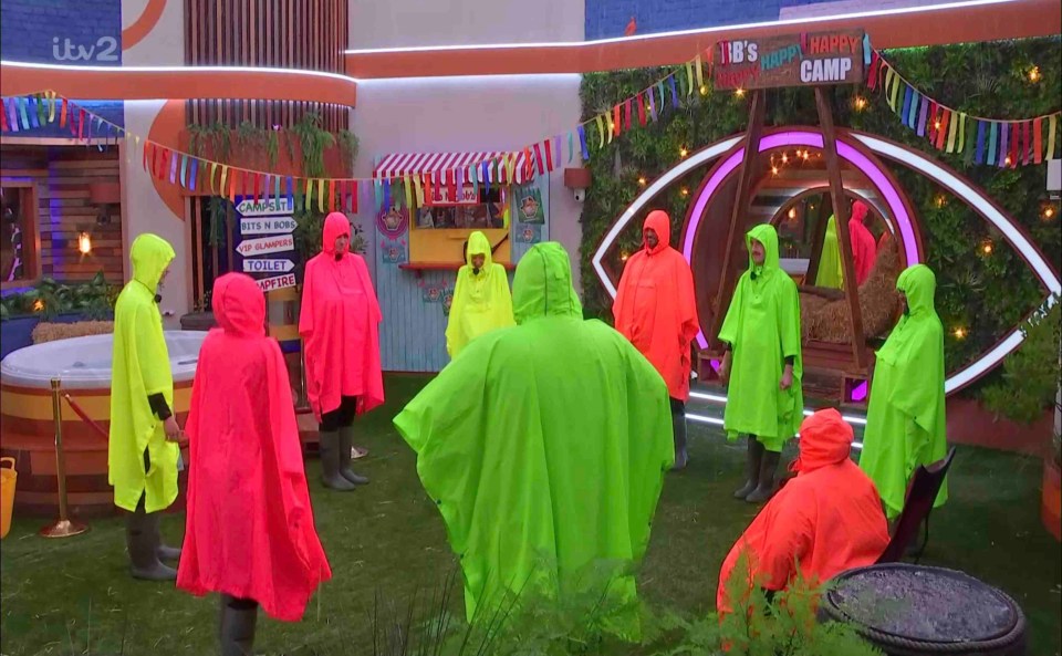 The housemates were blasted with water in last night's 'rainstorm'