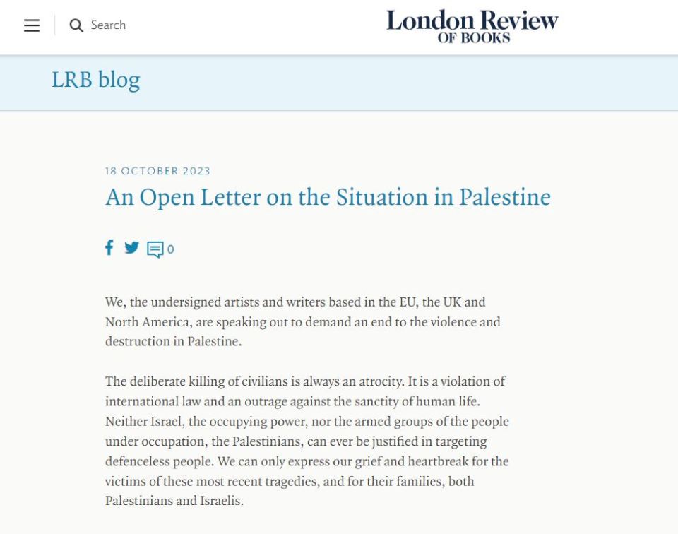 2,000 artists, writers, musicians and actors have now signed an open letter to make a collective protest against the military actions of Israel