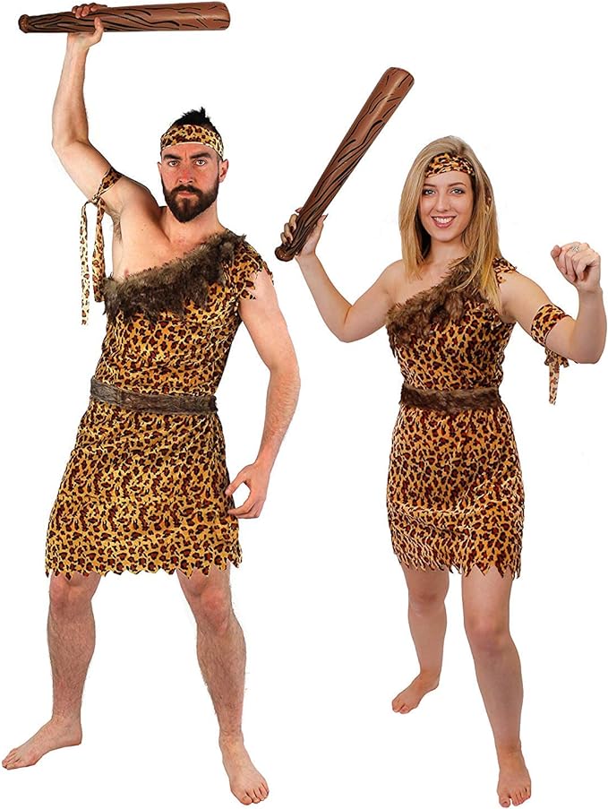 Couples Caveman & Cavewoman Fancy Dress Costume