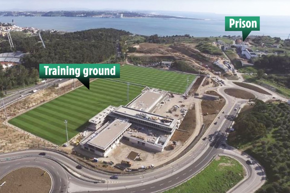 Portugal train at their Cidade do Futebol base - just across the road from Paim's prison