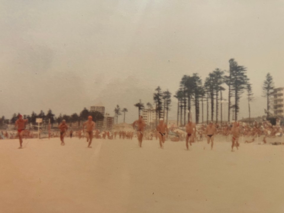 Sherman, far left, representing his country in the beach sprint