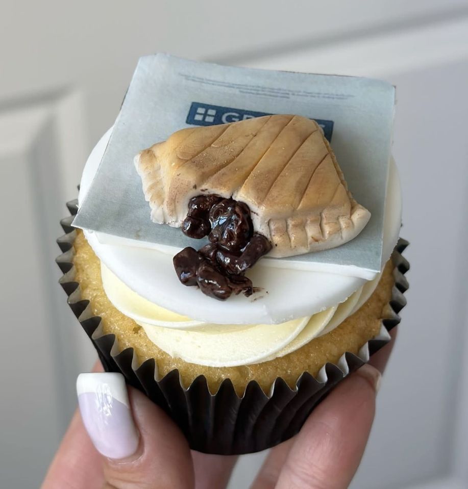 PIC FROM KennedyNews/AshleysCakes (PIC SHOWS: ONE OF ASHLEY CALDER'S BAKED GOODS THE GREGGS PASTY CUPCAKE) A baker who worked alongside Heston Blumenthal is flogging mad-cap cupcakes of the most mundane supermarket items ever such as Tesco bacon rashers and M&S PRAWNS - but they can cost MORE than your weekly shop. Ashley Calder, from Edinburgh, previously worked with the bonkers celeb chef at his prestigious three-Michelin-star restaurant The Fat Duck but says she is completely self-taught when it comes to baking. The 38-year-old began creating the wacky bakes after finding miniature food was 'going viral' online and was soon immortalising people's grocery shops in fondant, which can take up to an hour for each one. DISCLAIMER: While Kennedy News and Media uses its best endeavours to establish the copyright and authenticity of all pictures supplied, it accepts no liability for any damage, loss or legal action caused by the use of images supplied and the publication of images is solely at your discretion. SEE KENNEDY NEWS COPY - 0161 697 4266