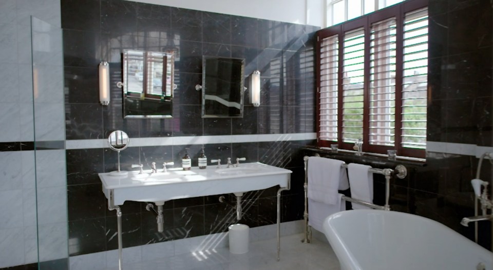 The luxury bathroom is styled after The Savoy