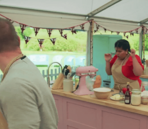 Dana suffers a mishap in the Bake Off tent