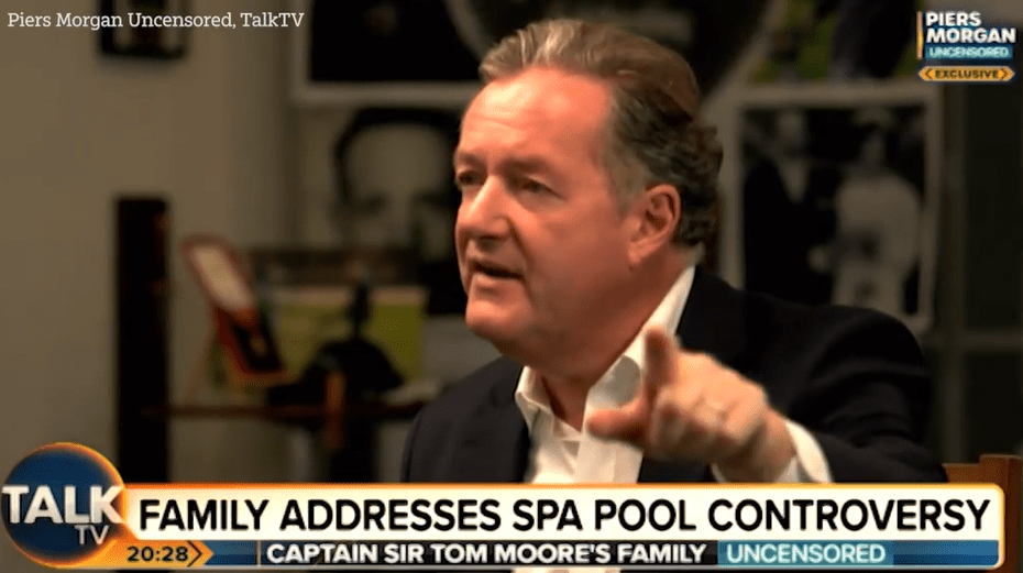 Piers Morgan ripped into Sir Captain Tom Moore's family