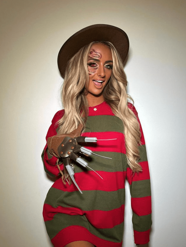 Abi dressed up as Freddy Krueger for the Halloween party