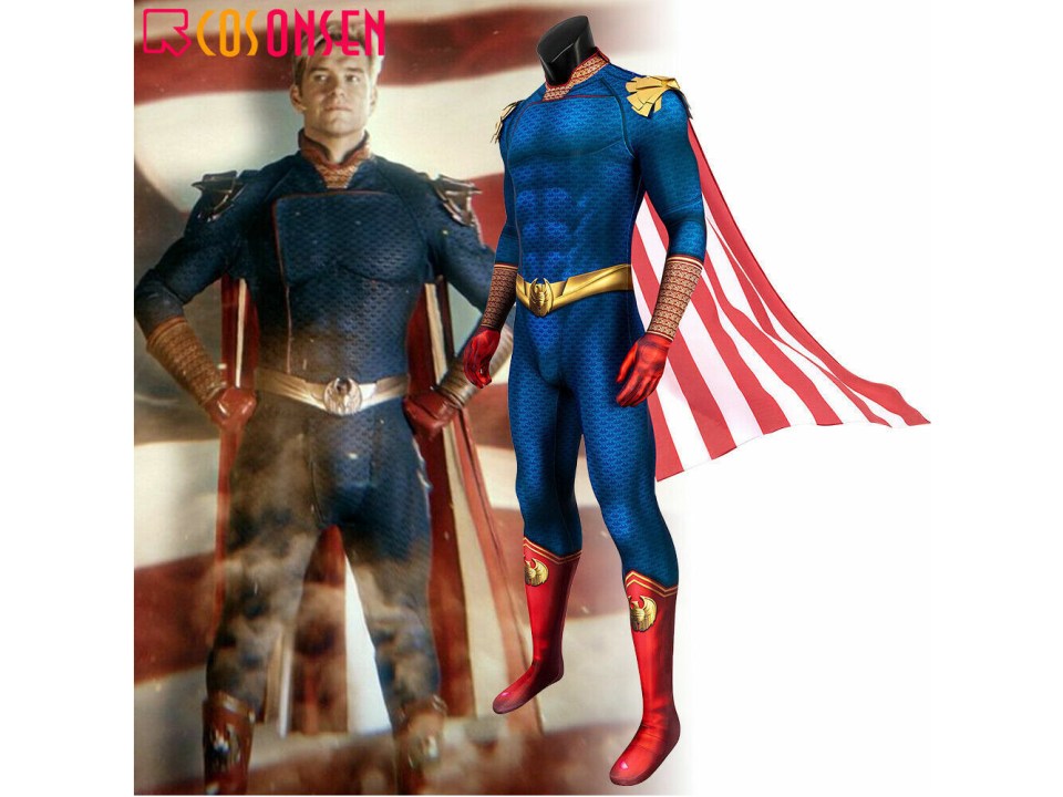 The Boys Homelander Cosplay Costume Jumpsuit Cape Full Set Halloween